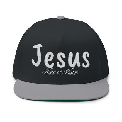 Embroidered "Jesus King of Kings" Flat Bill Cap - Faith Hat, Casual Wear, Religious Gift, Christian Apparel, Church Events