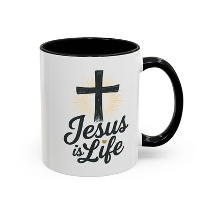 "Jesus is Life" - Christian Accent Coffee Mug - Inspirational 11oz & 15oz