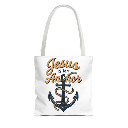 Nautical Tote Bag, "Jesus is My Anchor", Christian Gift, Faith-Inspired Bag, Beach or Everyday Use, Religious Themed Accessory