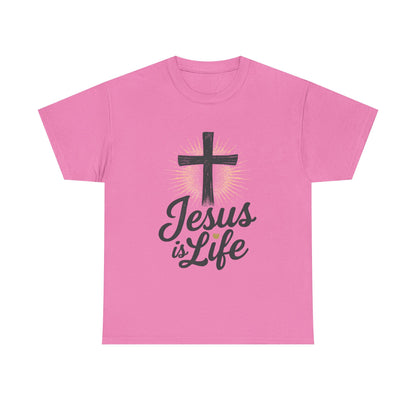 "Jesus is Life" - Front and Back - Faith-Inspired Unisex Heavy Cotton Tee