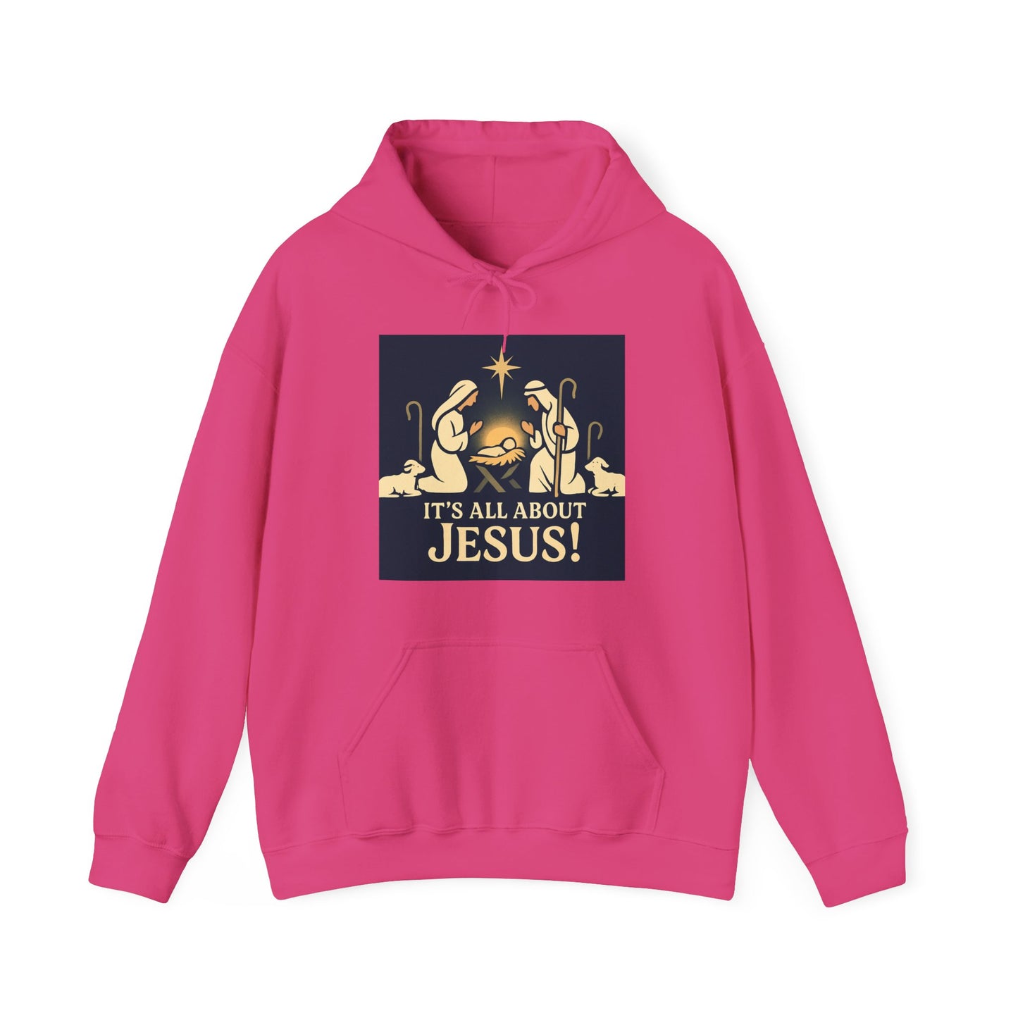"It's all about Jesus" - Christian Hooded Sweatshirt, Unisex Cozy Hoody for Jesus Lovers, Perfect for Faith, Holidays, and Everyday Wear