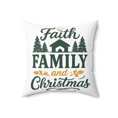 Festive Faith Family Christmas Pillow