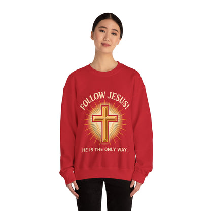 "Follow Jesus" Faith-Inspired Crewneck Sweatshirt Christian Apparel, Gift for Believers, Religious Sweatshirt, Inspirational Fashion