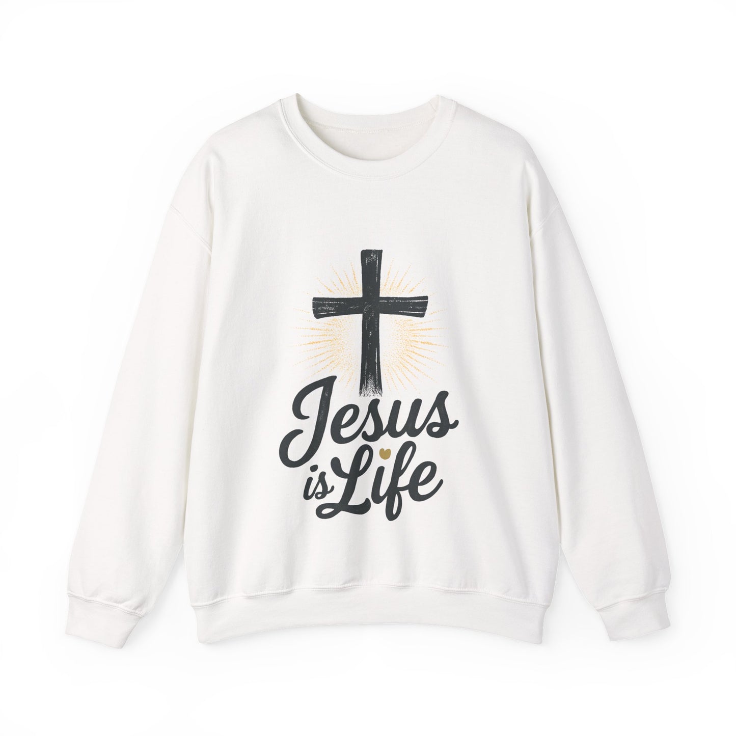 "Jesus is Life" - Christian Inspirational Crewneck Sweatshirt