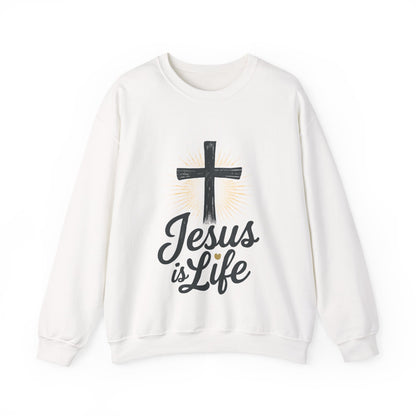 "Jesus is Life" - Christian Inspirational Crewneck Sweatshirt
