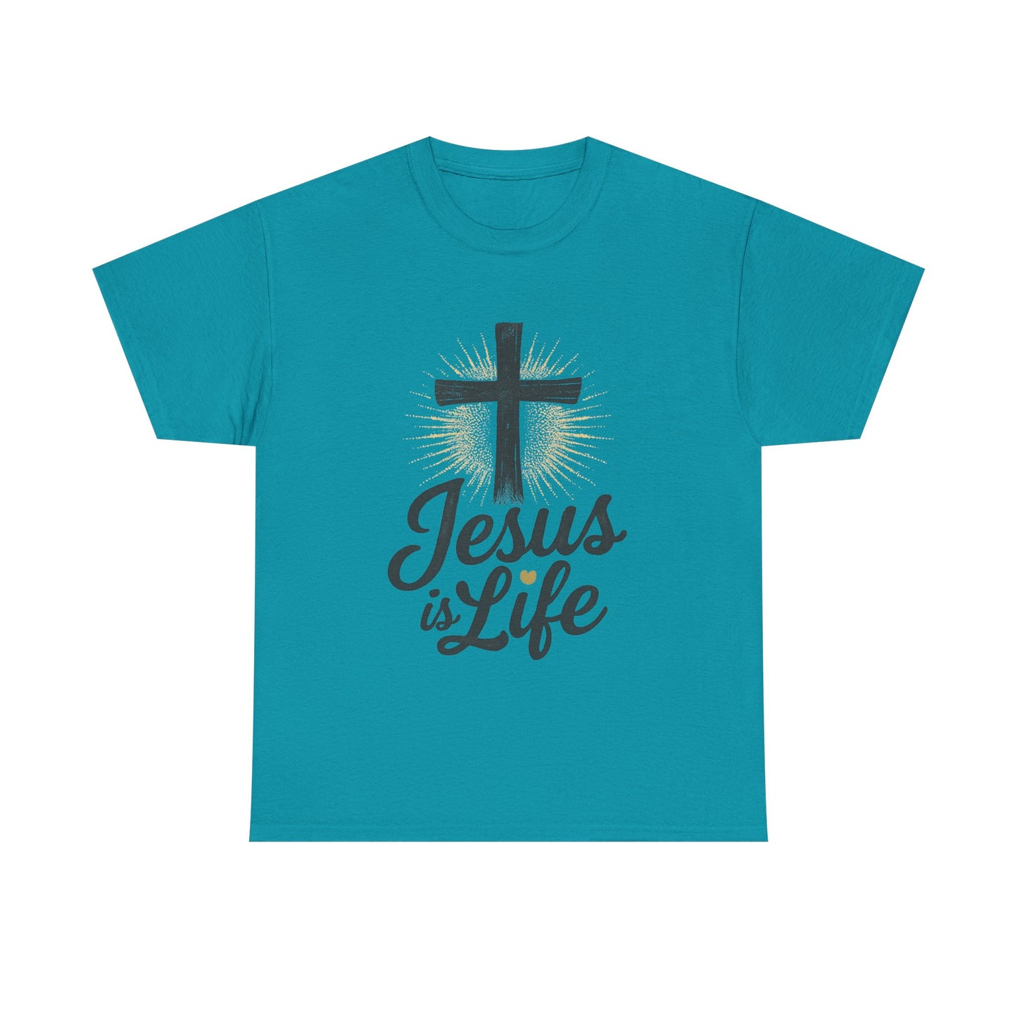 "Jesus is Life" - Front and Back - Faith-Inspired Unisex Heavy Cotton Tee