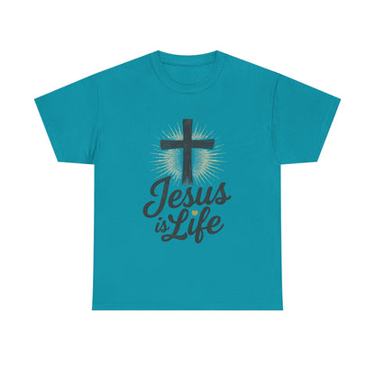 "Jesus is Life" - Front and Back - Faith-Inspired Unisex Heavy Cotton Tee