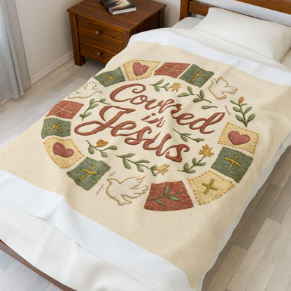 Covered in Jesus Velveteen Plush Blanket