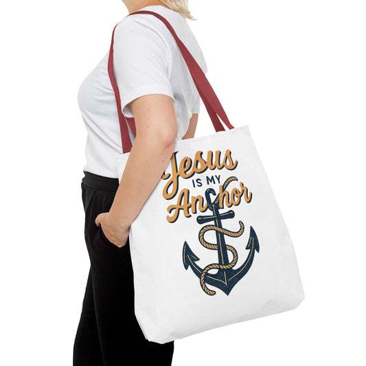 Nautical Tote Bag, "Jesus is My Anchor", Christian Gift, Faith-Inspired Bag, Beach or Everyday Use, Religious Themed Accessory