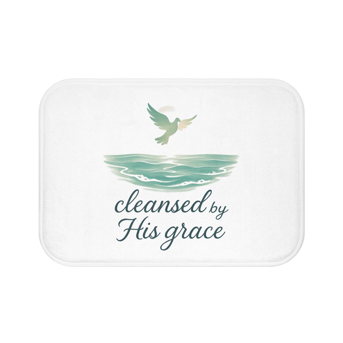 Spiritual Bath Mat with Inspirational Quote, Cleansed by His Grace, Faith Home Decor, Bathroom Accessory, Relaxing Gift