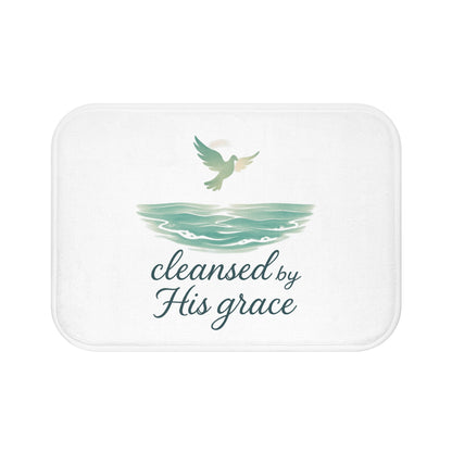 Spiritual Bath Mat with Inspirational Quote, Cleansed by His Grace, Faith Home Decor, Bathroom Accessory, Relaxing Gift