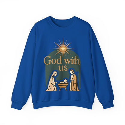 "God with Us" - Cozy Christmas Sweatshirt, Holiday Spirit Wear, Religious Gift, Unisex Crewneck