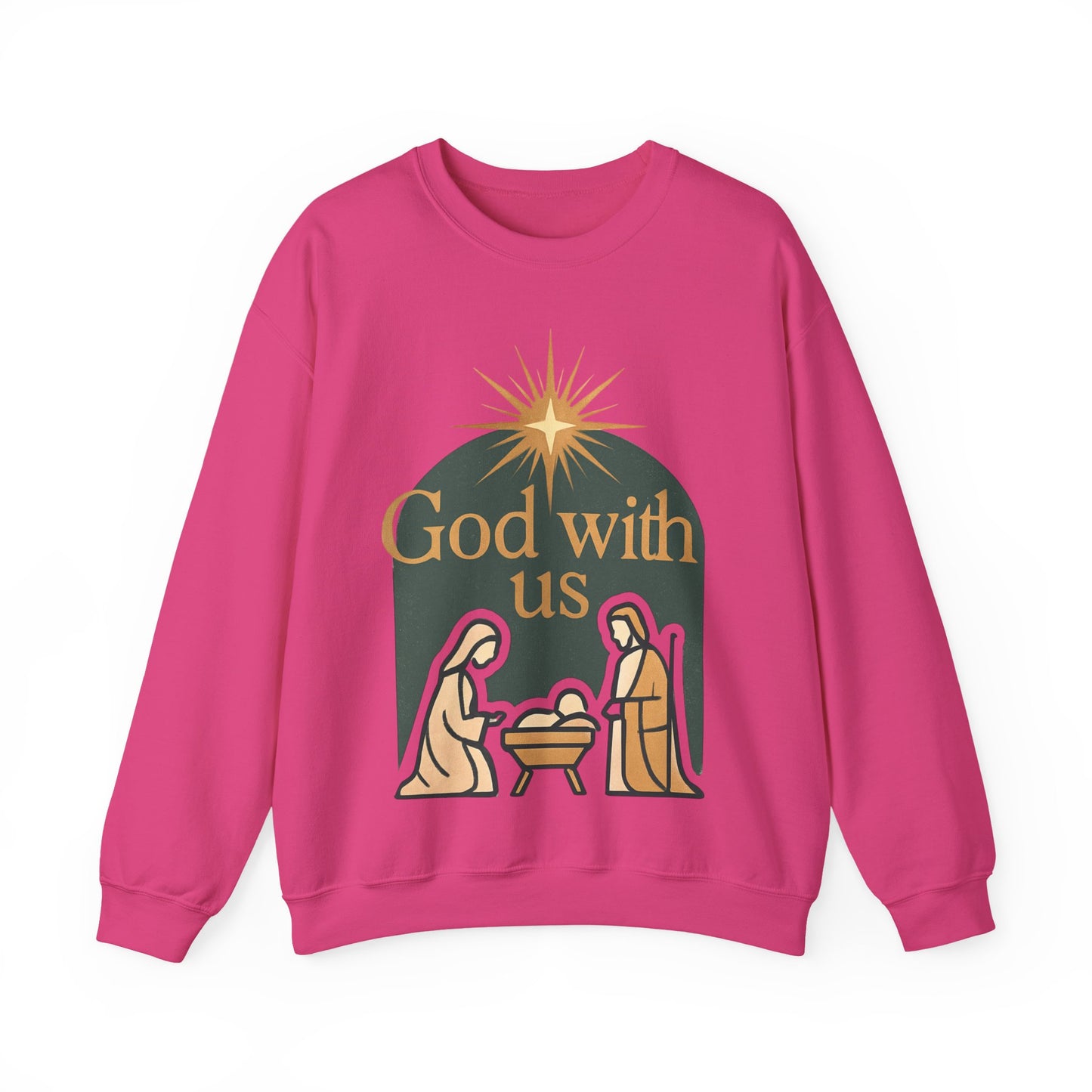 "God with Us" - Cozy Christmas Sweatshirt, Holiday Spirit Wear, Religious Gift, Unisex Crewneck