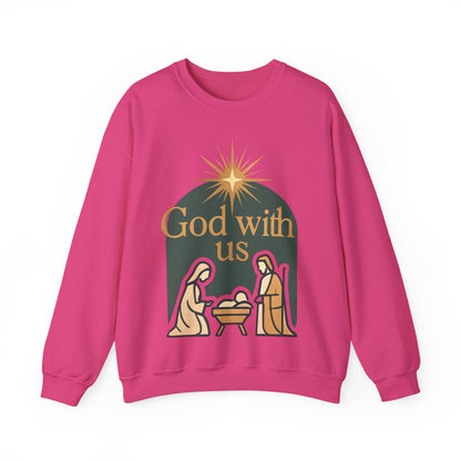"God with Us" - Cozy Christmas Sweatshirt, Holiday Spirit Wear, Religious Gift, Unisex Crewneck