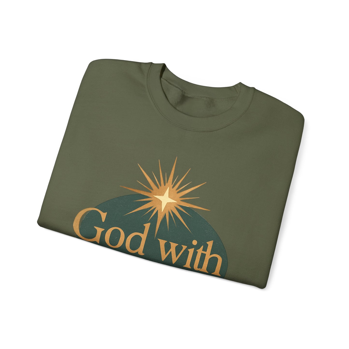 "God with Us" - Cozy Christmas Sweatshirt, Holiday Spirit Wear, Religious Gift, Unisex Crewneck