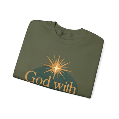"God with Us" - Cozy Christmas Sweatshirt, Holiday Spirit Wear, Religious Gift, Unisex Crewneck