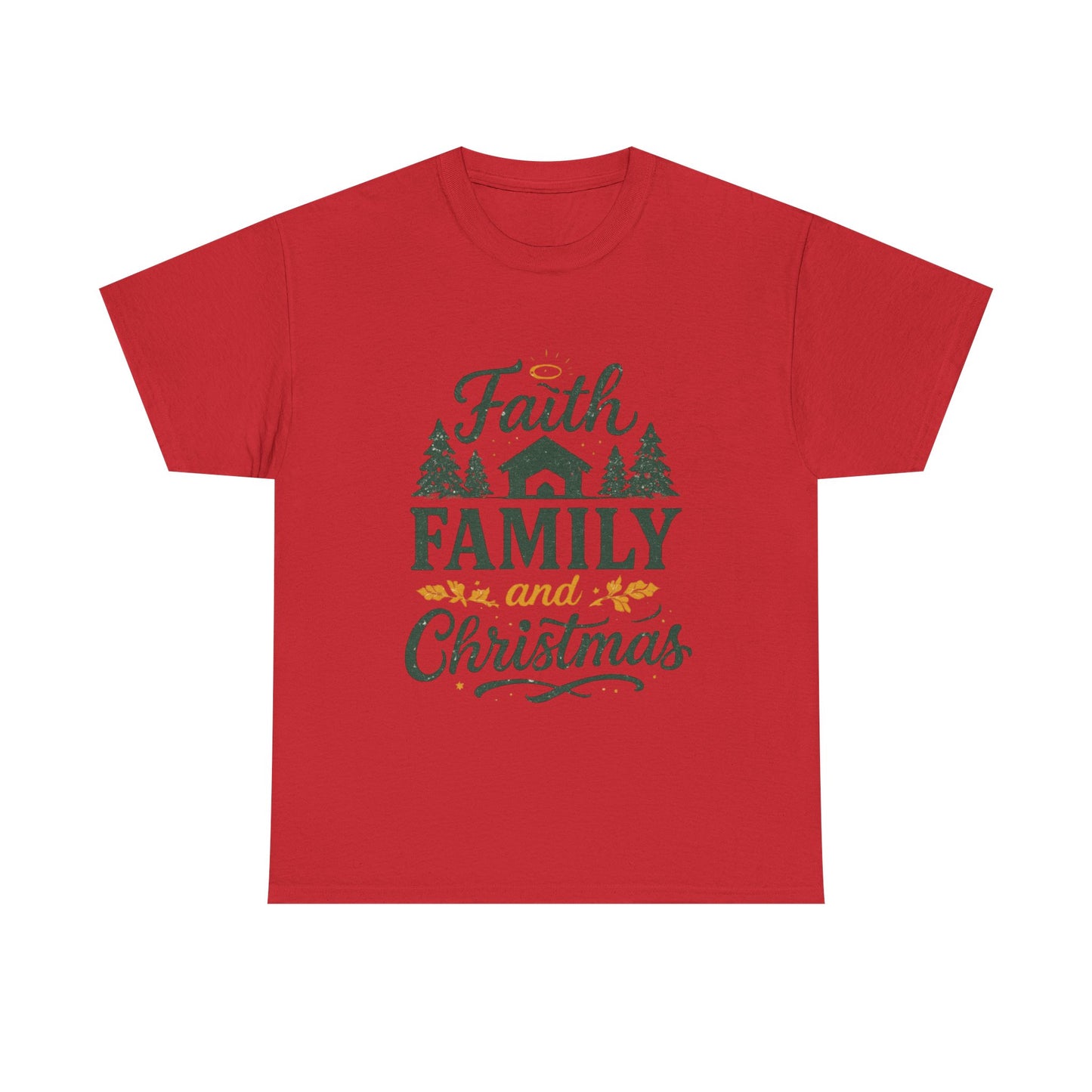 Faith, Family, and Christmas Unisex Heavy Cotton Tee