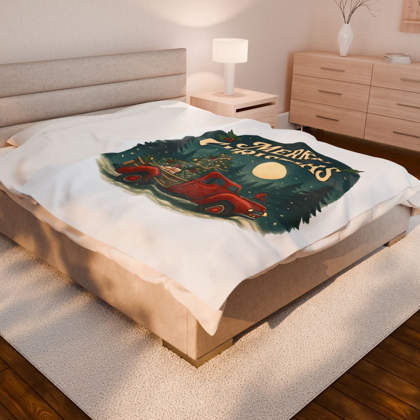 Merry Christmas Velveteen Plush Blanket