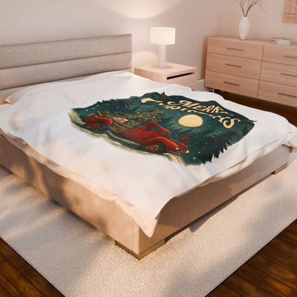 Merry Christmas Velveteen Plush Blanket