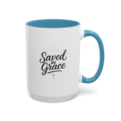 "Saved By Grace" - Coffee Mug - Inspirational Gift for Faith Lovers, Perfect for Home or Office, Christian Decor, Encouragement Mug