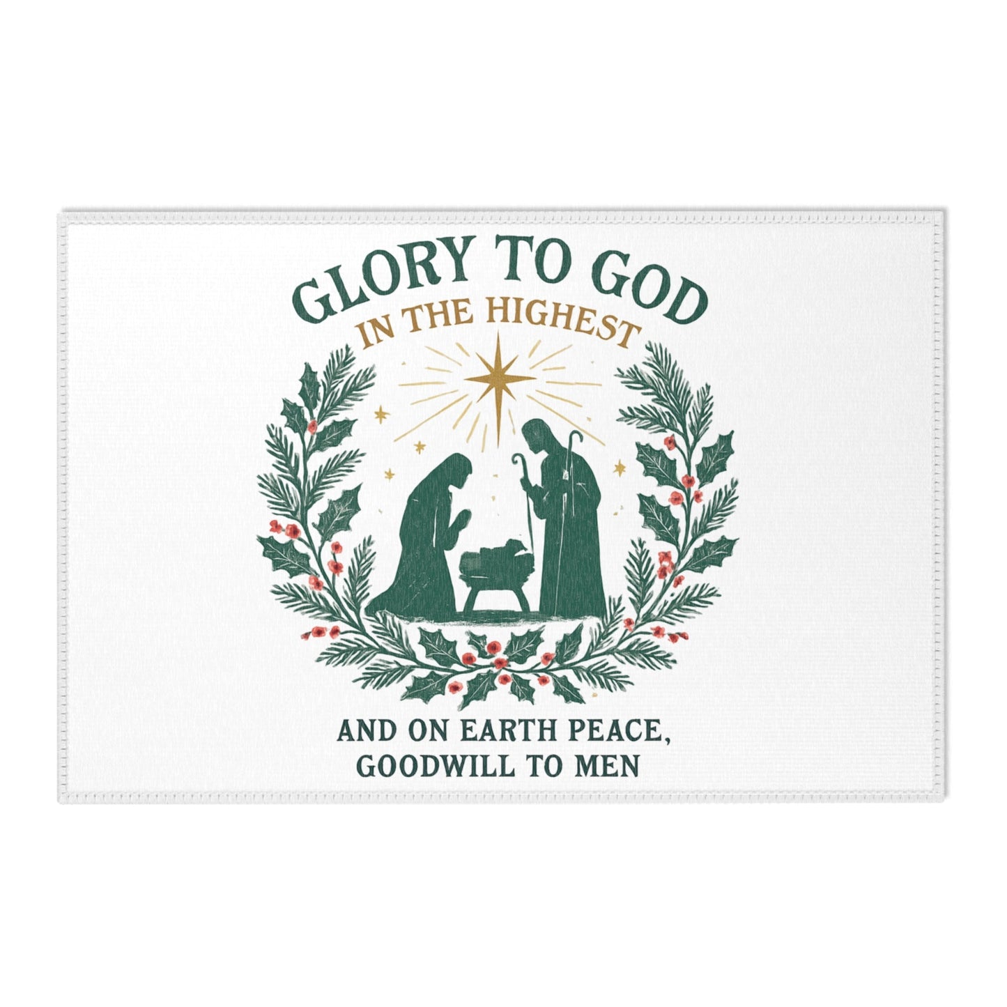 Christmas Area Rug, Holiday Home Decor, Nativity Scene Rug, Festive Floor Mat, Seasonal Decorations, Gift for Him/Her