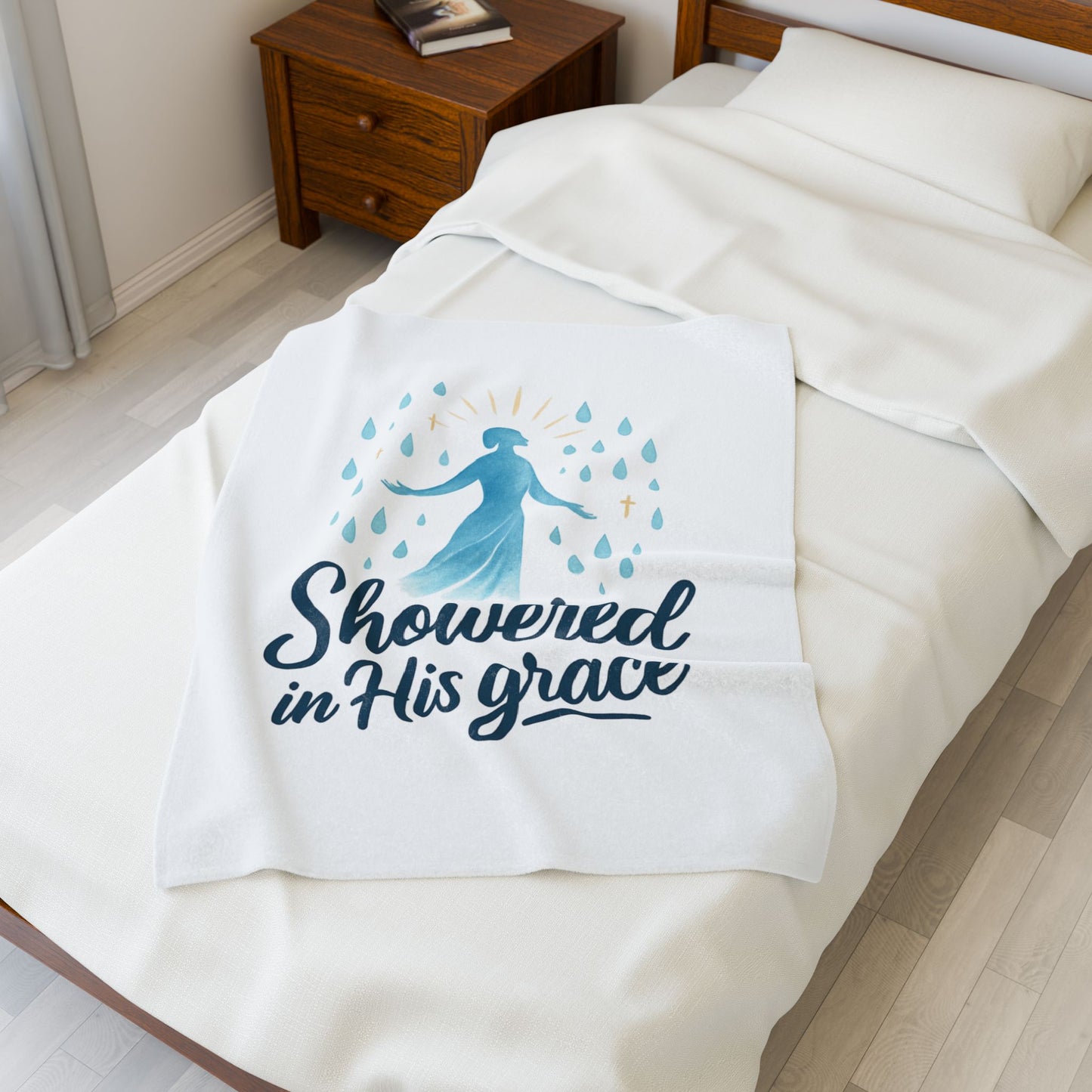 Showered in His Grace Velveteen Plush Blanket