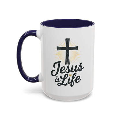 "Jesus is Life" - Christian Accent Coffee Mug - Inspirational 11oz & 15oz