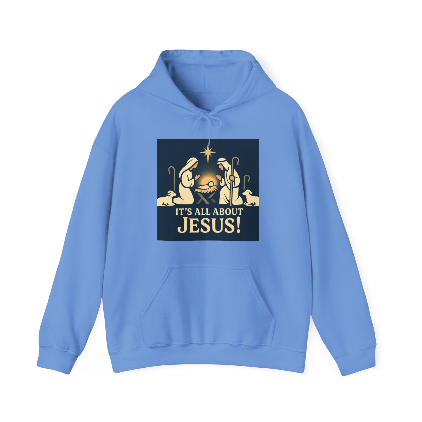 "It's all about Jesus" - Christian Hooded Sweatshirt, Unisex Cozy Hoody for Jesus Lovers, Perfect for Faith, Holidays, and Everyday Wear