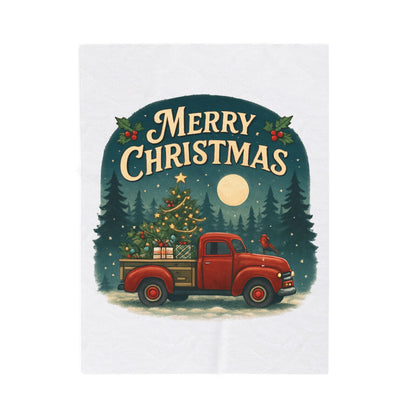 Merry Christmas Velveteen Plush Blanket