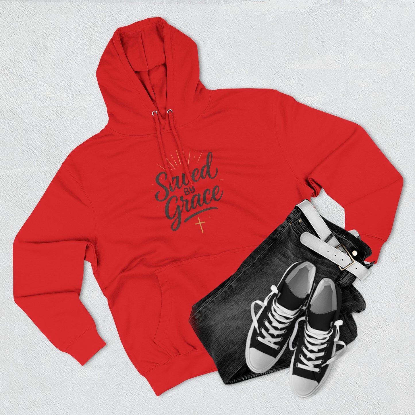 "Saved by Grace" Fleece Hoodie | Faith-Inspired Hoodie | Inspirational Sweatshirt, Christian Gift, Cozy Pullover, Spiritual Wear