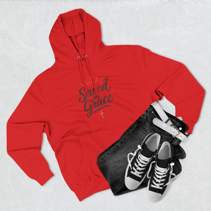 "Saved by Grace" Fleece Hoodie | Faith-Inspired Hoodie | Inspirational Sweatshirt, Christian Gift, Cozy Pullover, Spiritual Wear