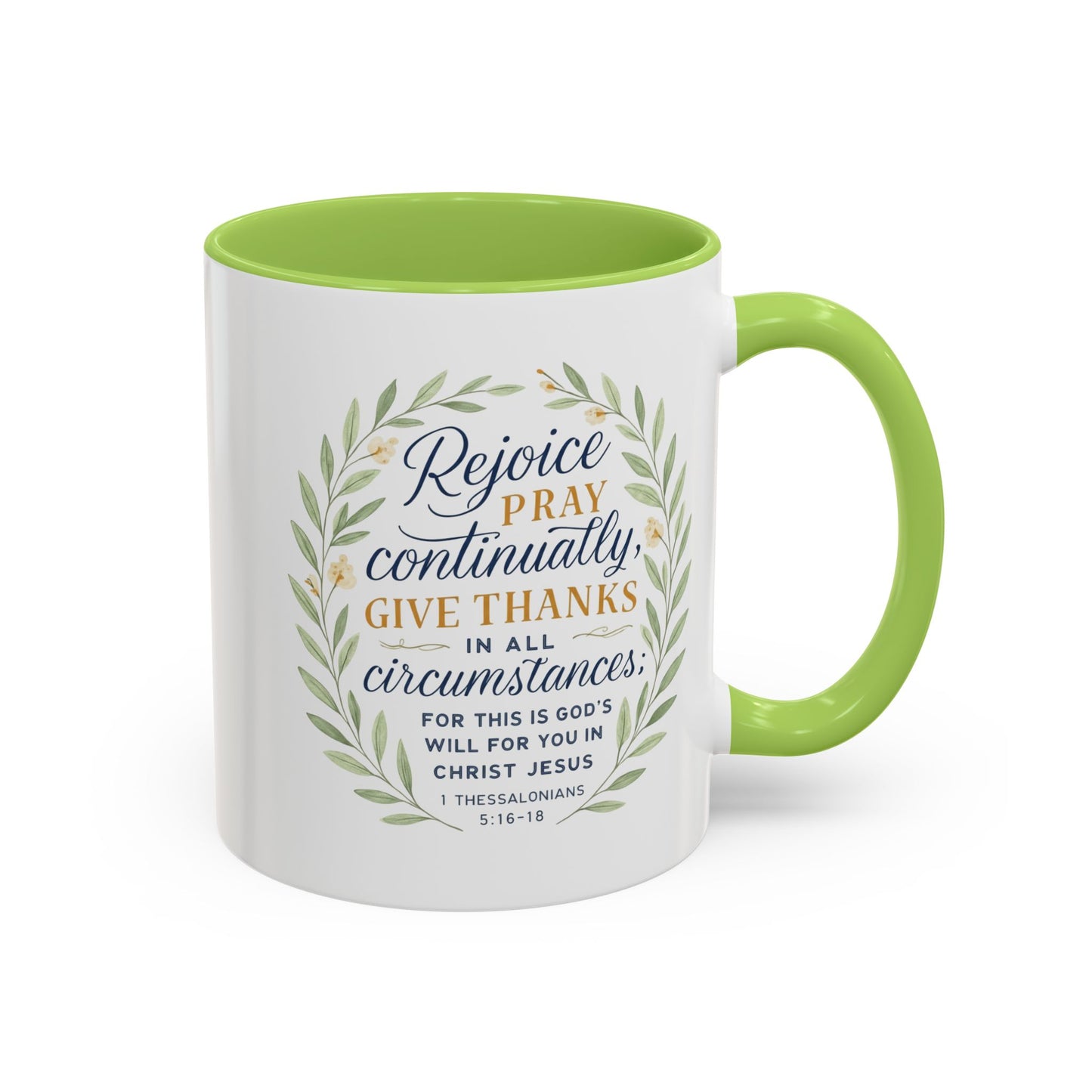 Inspirational Floral Coffee Mug - Rejoice, Pray, Give Thanks