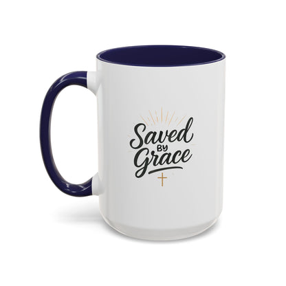 "Saved By Grace" - Coffee Mug - Inspirational Gift for Faith Lovers, Perfect for Home or Office, Christian Decor, Encouragement Mug