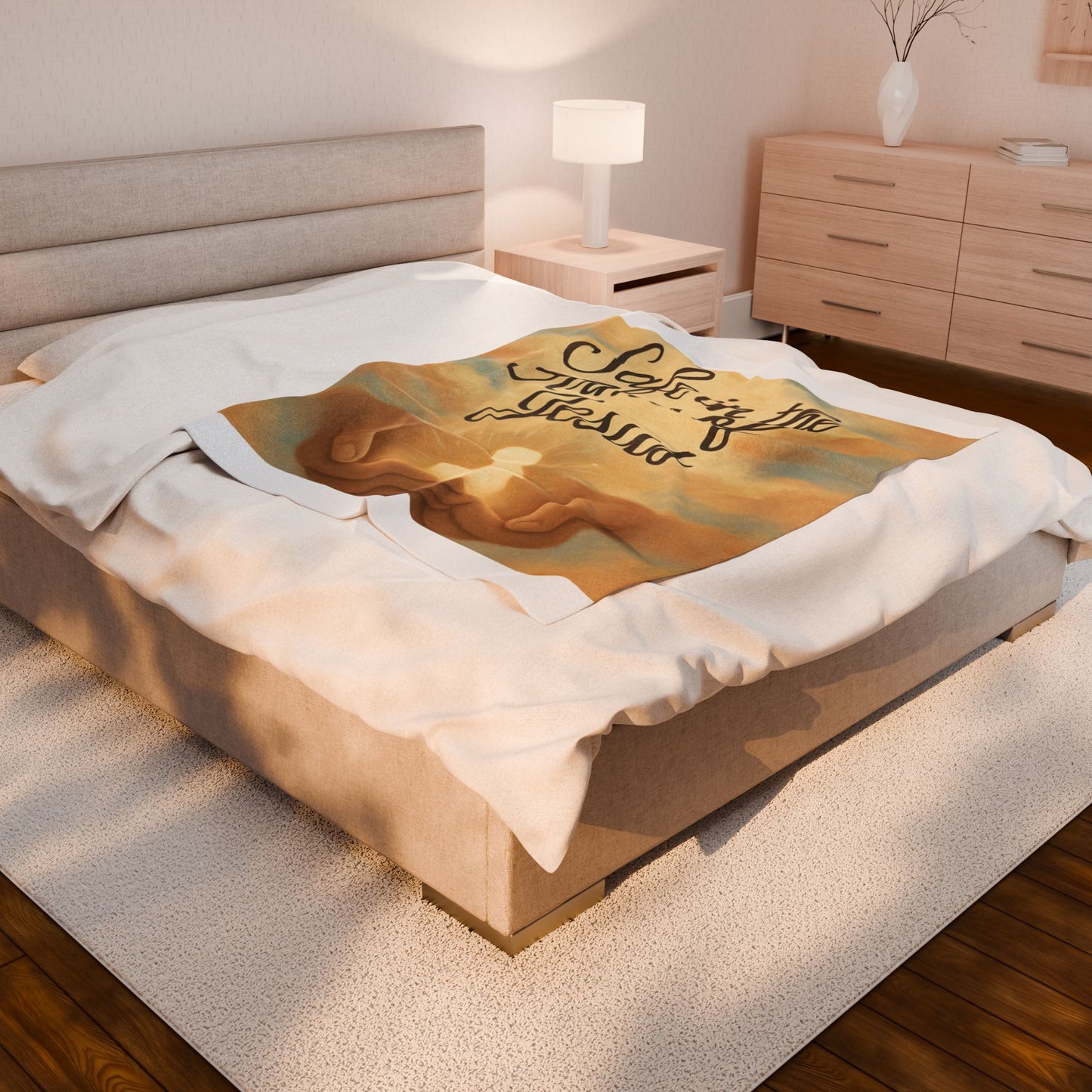 "Safe in the Arms of Jesus" - Cozy Velveteen Plush Blanket - Soft Throw Blanket, Religious Gift, Spiritual Home Decor, Faith Blanket