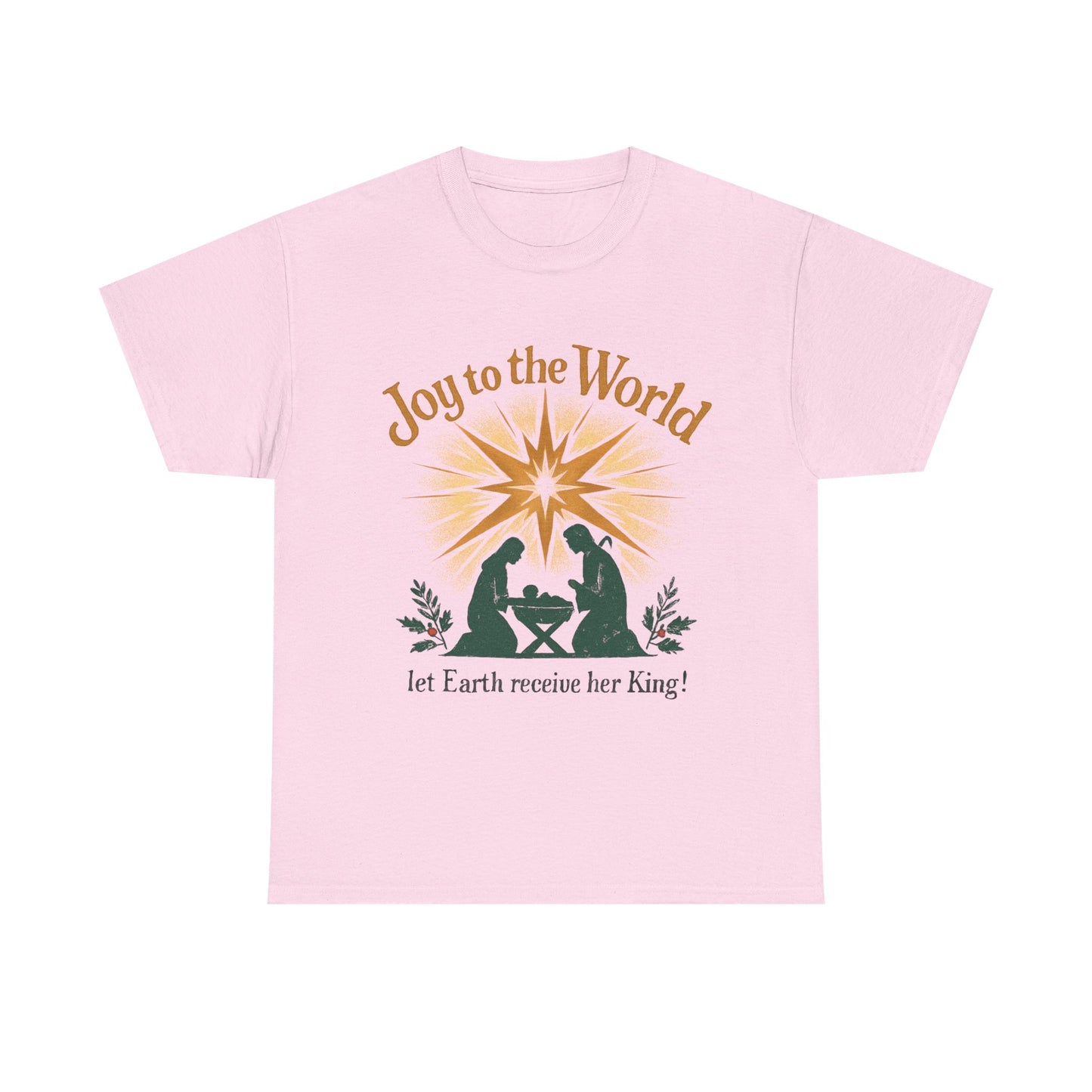 "Joy to the World, Let Earth receive her King" - Unisex Heavy Cotton Tee for Christmas Celebrations