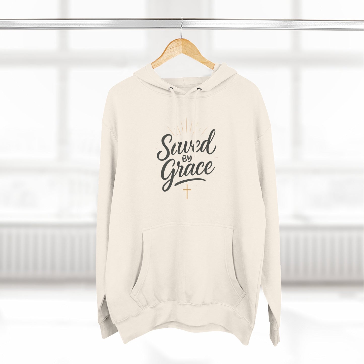 "Saved by Grace" Fleece Hoodie | Faith-Inspired Hoodie | Inspirational Sweatshirt, Christian Gift, Cozy Pullover, Spiritual Wear