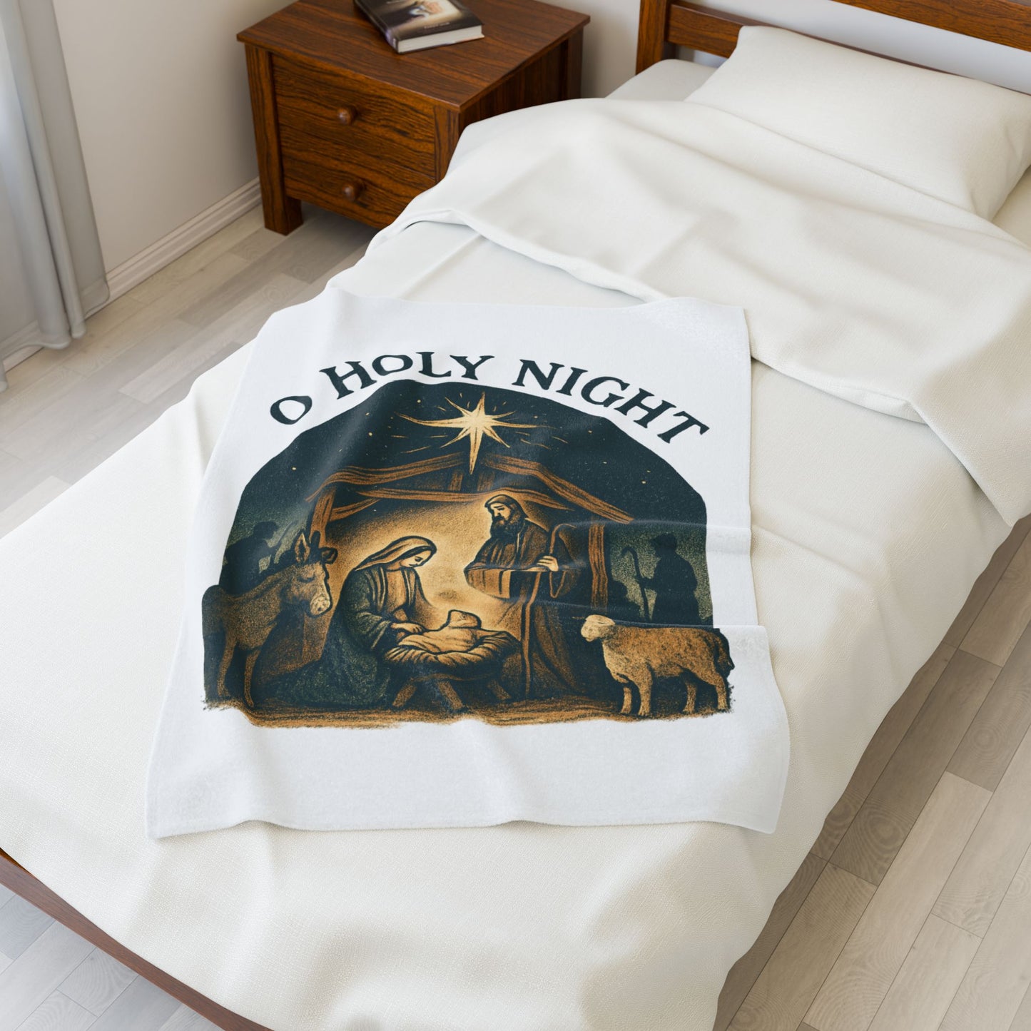 "O Holy Night" - Cozy Velveteen Plush Blanket for Winter, Perfect Gift for Christmas, Holiday Decor, Nursery, or Relaxing Evenings