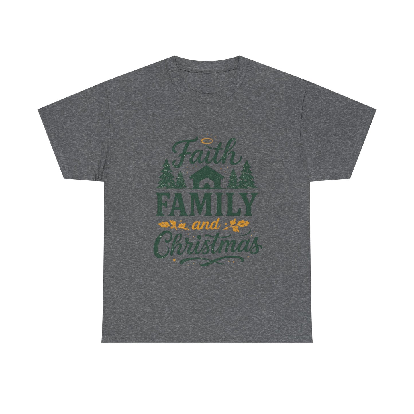 Faith, Family, and Christmas Unisex Heavy Cotton Tee