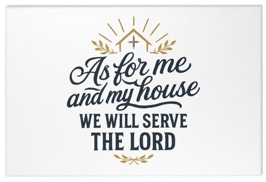 Inspirational Area Rug - "As for Me and My House" Home Decor, Prayer Room Accent, Faith-Based Gift, Christian Living, Housewarming