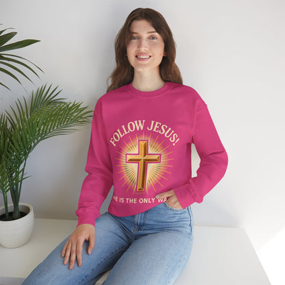 "Follow Jesus" Faith-Inspired Crewneck Sweatshirt Christian Apparel, Gift for Believers, Religious Sweatshirt, Inspirational Fashion