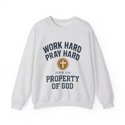 Work Hard Pray Hard Inspirational Crewneck Sweatshirt