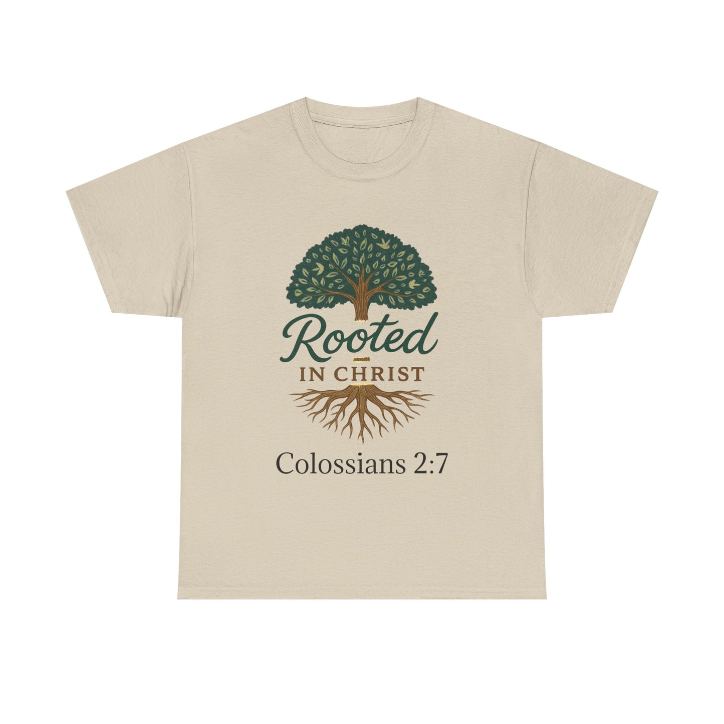 "Rooted in Christ" Tee - Unisex Heavy Cotton Shirt, Christian Apparel, Faith-Based Gift