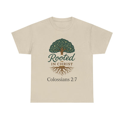 "Rooted in Christ" Tee - Unisex Heavy Cotton Shirt, Christian Apparel, Faith-Based Gift