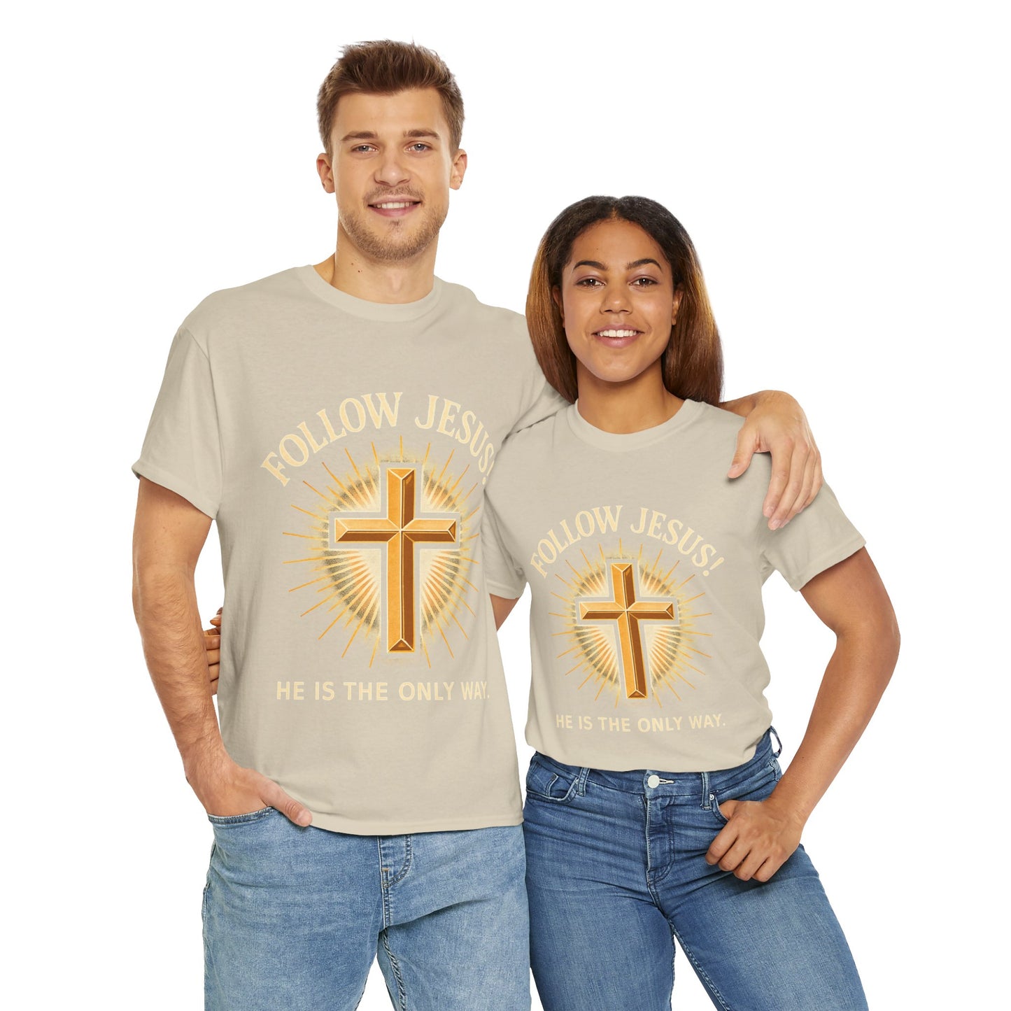 "Follow Jesus" Christian Faith Unisex Heavy Cotton Tee, Inspiration Apparel