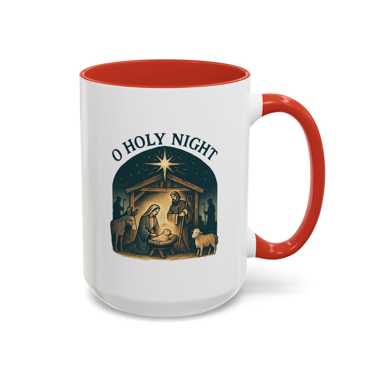 O Holy Night" - Christmas Themed Coffee Mug, Holiday Gift, Festive Kitchen Decor