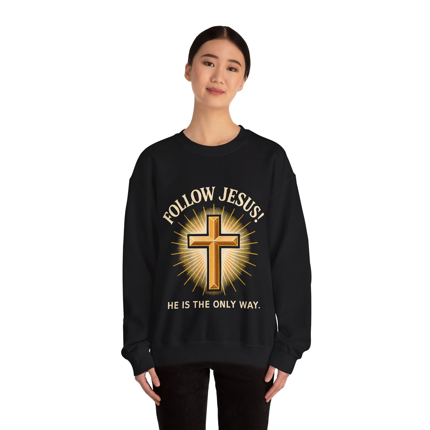 "Follow Jesus" Faith-Inspired Crewneck Sweatshirt Christian Apparel, Gift for Believers, Religious Sweatshirt, Inspirational Fashion