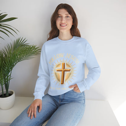 "Follow Jesus" Faith-Inspired Crewneck Sweatshirt Christian Apparel, Gift for Believers, Religious Sweatshirt, Inspirational Fashion