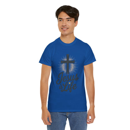 "Jesus is Life" - Front and Back - Faith-Inspired Unisex Heavy Cotton Tee