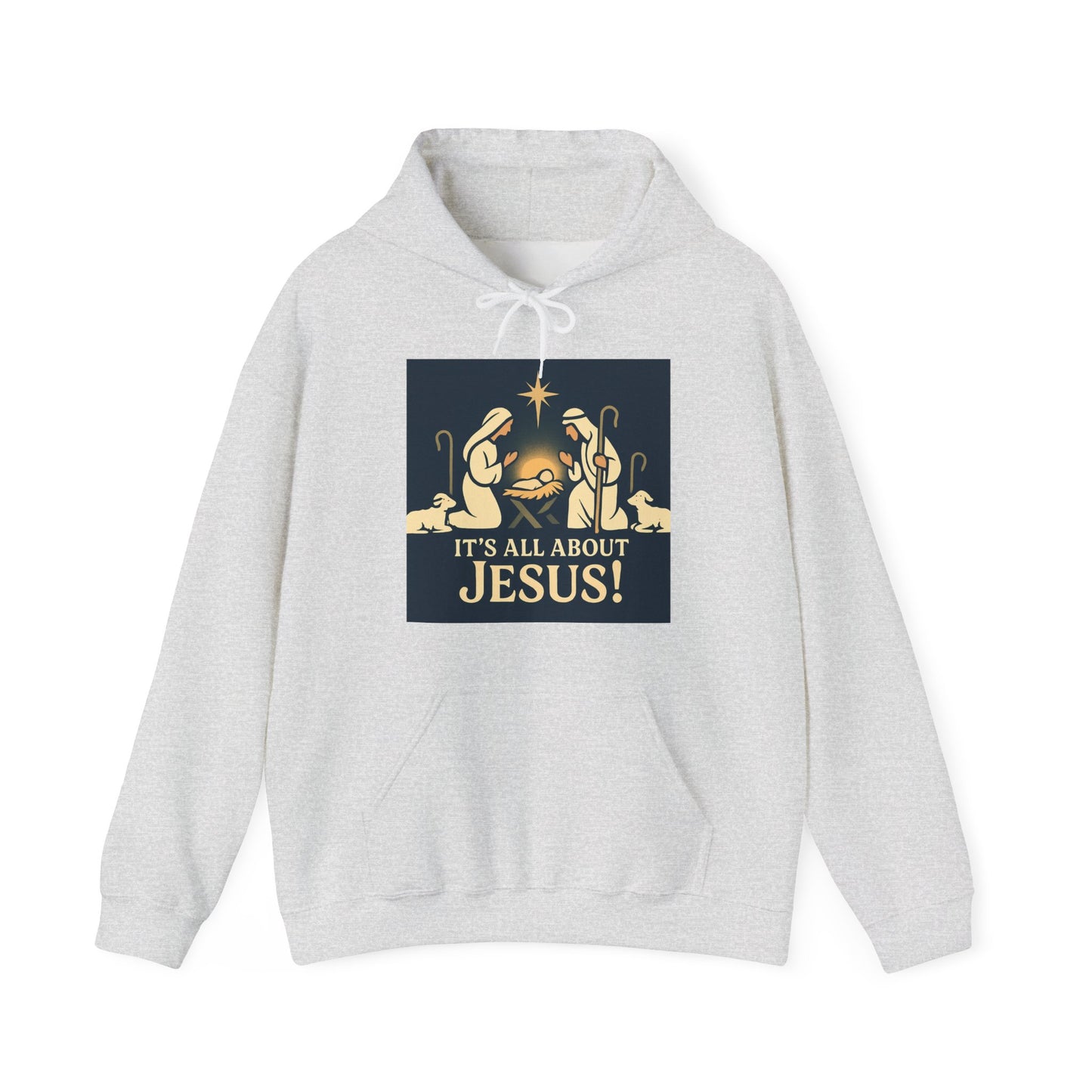 "It's all about Jesus" - Christian Hooded Sweatshirt, Unisex Cozy Hoody for Jesus Lovers, Perfect for Faith, Holidays, and Everyday Wear