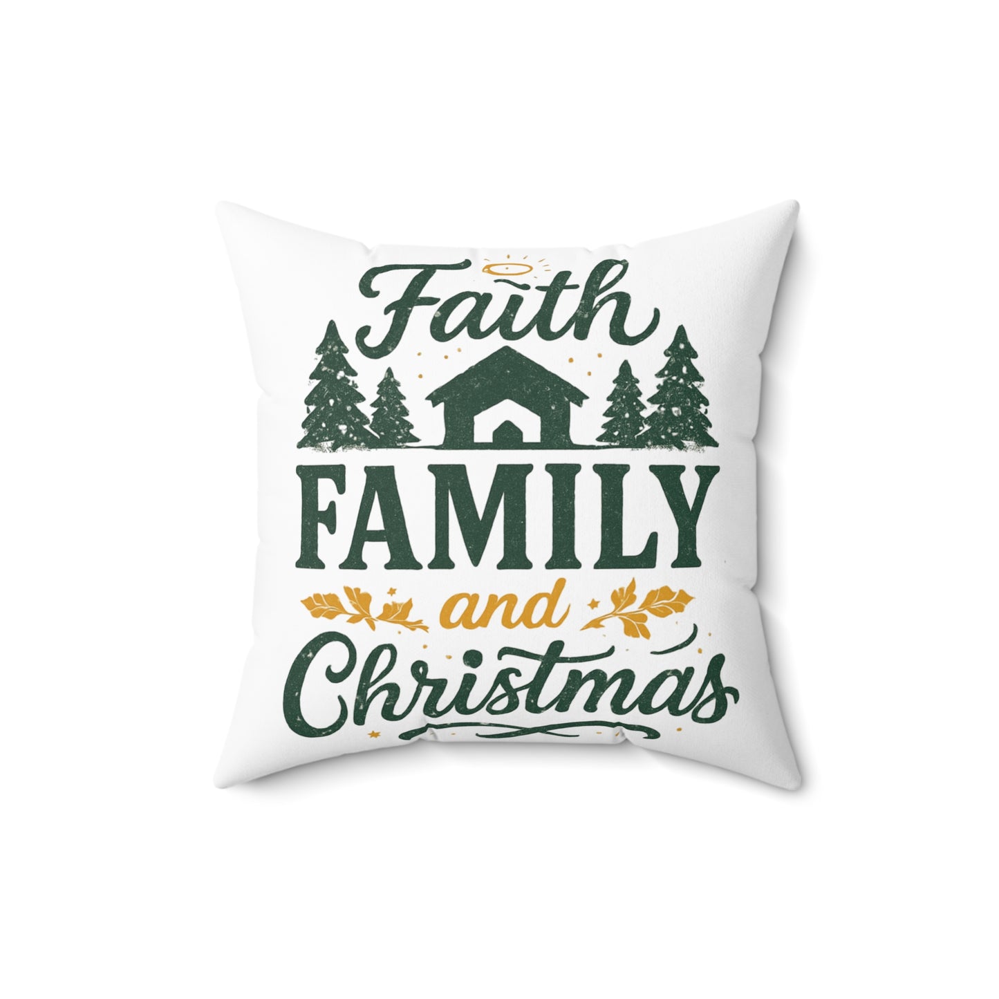 Festive Faith Family Christmas Pillow